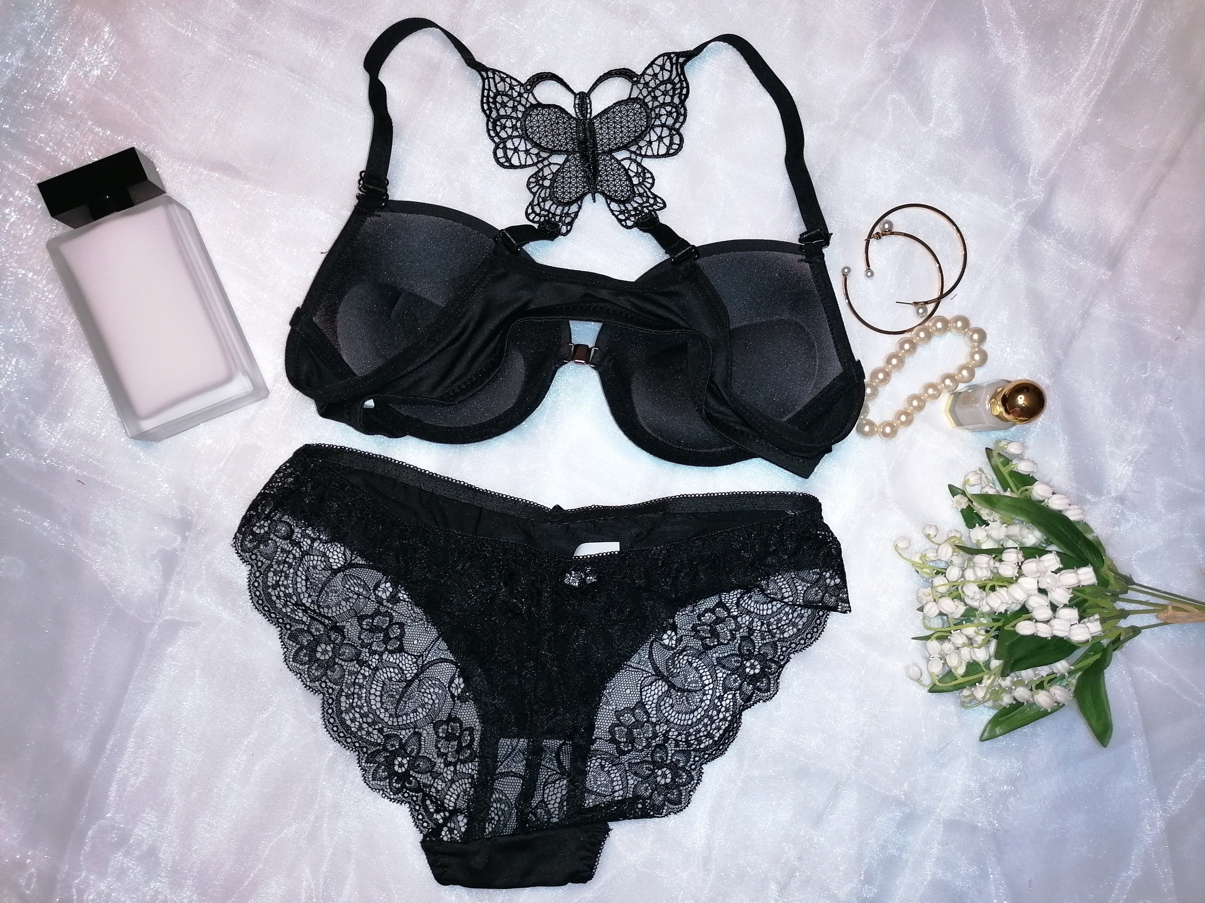 Betty Floral Lace Cutout Crochet Lingerie Set