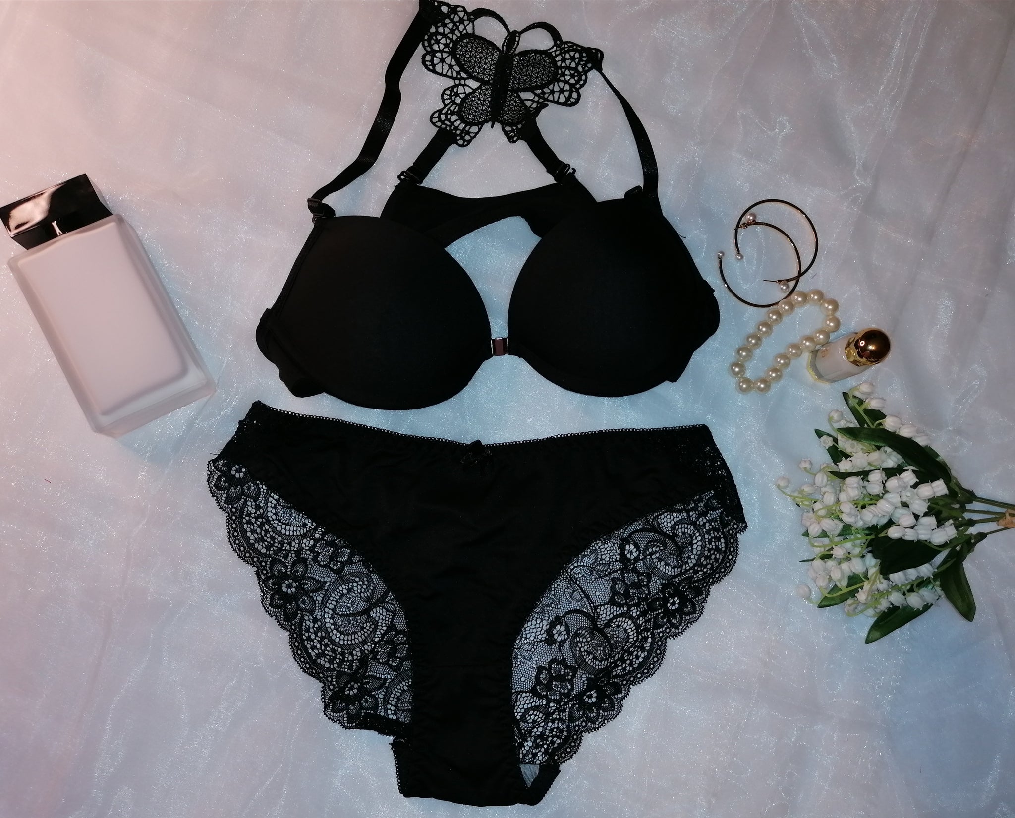 Betty Floral Lace Cutout Crochet Lingerie Set